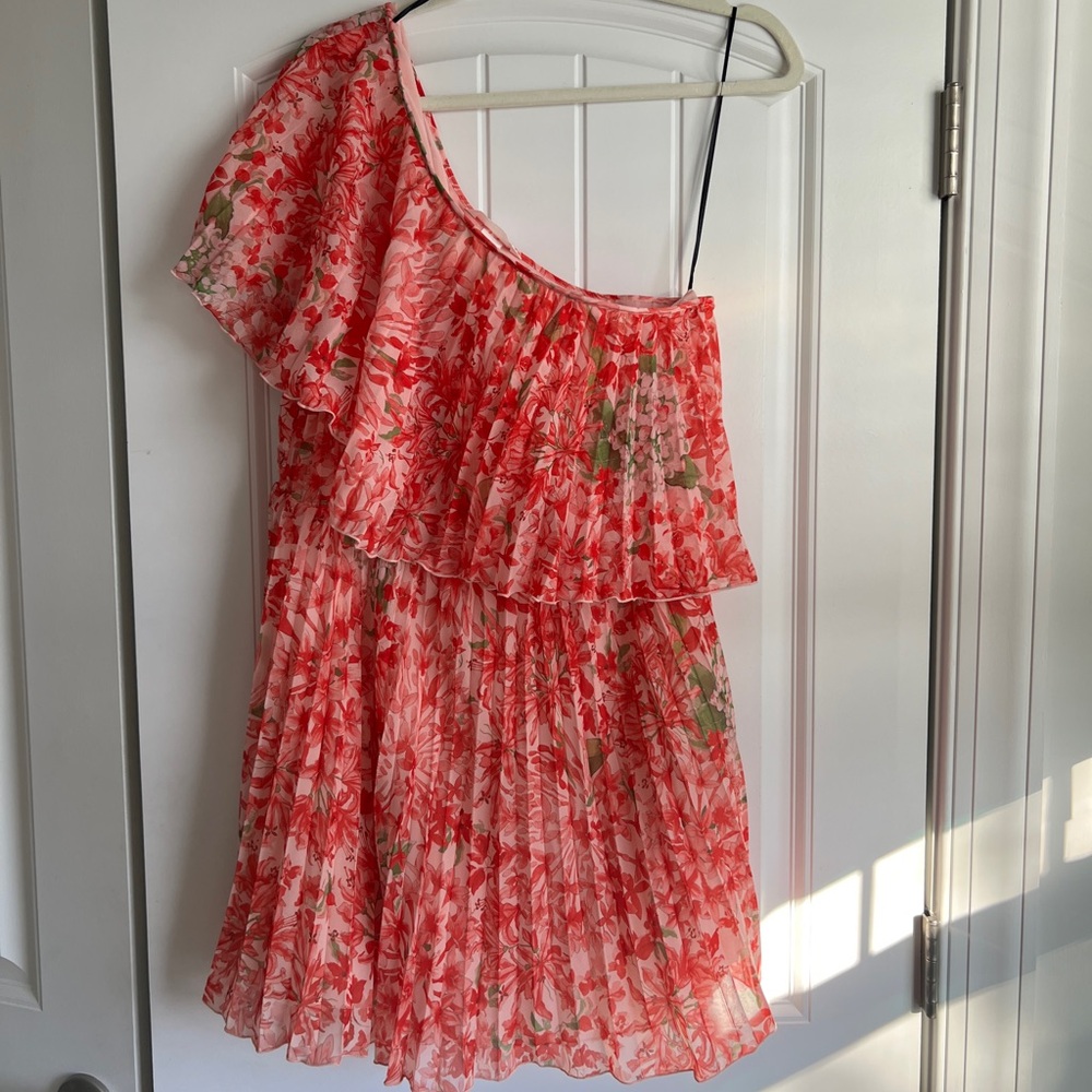 H&M Pink Floral One-Shoulder Dress